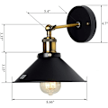 Miniatyrbillede 5 af 5: 220 mm sort 220 mm dækning 2 styks retro væglampe Lille amerikansk industriel stil indendørs sengekant trappe Gangvæg Scon