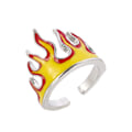 Pikkukuva 1 / 5: Avausrenkaat Vintage säädettävä metalliseos muotoutumaton Unisex Tyylikäs Flame Open Finger Sormukset juhliin Yellow