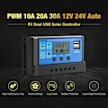 Miniatyrbillede 5 af 5: Solar Panel Controller 100A Solar Recharge Controller LCD Display Skærm Gadelampe Ladesystem Controller PWM Rech
