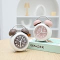 Miniatyrbillede 4 af 5: Metal Mekanisk Klokke til Børn Studerende Digital Silent Night Light Stue Soveværelse Skrivebordsur, Pink, 9 * 5 * 12,5 cm,