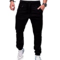 Miniatyrbild 1 av 2: Elastisk midja, dragsko, joggingbyxor för män Black 2XL