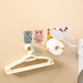 Miniatyrbillede 5 af 5: Opbevaringsstativ til bøjler, bøjlefri rustfrit stål bøjle, multifunktions badeværelsesbalkon, opbevaringsstativ (Panda White),