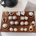 Miniatyrbillede 3 af 5: Ørering Pearl Geometry Stud piger&#39; Modesmykker Ac3576 A68