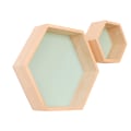 Miniatyrbillede 1 af 5: Massivt træ væghylde display hylde hexagonal honeycomb hylde (stor, lille, grøn),