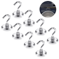 Pikkukuva 2 / 5: Piao 8kpl magneettikoukut Heavy Duty, vahva magneetti koukulla jääkaappiin, superneodyymi ripustukseen, magneettiripustin työkalulaatikolle, risteily, grilli, takki Silver Maximum pulling force 25KG