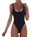 Miniatyrbild 1 av 3: kvinnor Push Up Solid Backless Monokini One Piece Baddräkt Baddräkt Black M