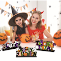Pikkukuva 2 / 4: 3-osainen set halloween puisia koristeita, joissa pohjakirjaimet kurpitsa pöytätarvikkeet koristeet,