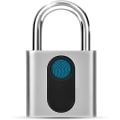 Miniatyrbillede 1 af 5: Fingeraftryks hængelås, elektronisk dørlås Fingeraftryksgenkendelse Smart nøglefri vandtæt sikkerhed Tyverisikrings hængelås