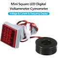 Miniatyrbild 4 av 5: Mini Square Digital Volt-Amperemeter Voltmeter Amperemeter Voltmeter Cymometer Tre LED-skärmar Spänning & Ström & Frekvens Mätare Indikator Monitor AC Panel