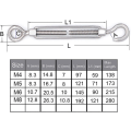 Miniatyrbild 5 av 5: M4/m5/m6/m8 304 krok- och öglespänne i rostfritt stål - 5-pack