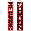 Miniatyrbillede 1 af 5: Glædelig Julepynt Banner, Jul Verandaskilt Rød Plaid hængende Bannere LYCXAMES