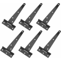 Pikkukuva 1 / 5: 6 set puutarhavajan T-saranoita, taottu teräs, ei ruostu, musta, 15 cm Heavy Duty