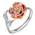 Miniatyrbild 1 av 4: Mode Rose Flower Leaf Open Ring Kvinnor Justerbar Party Smycken Band Present
