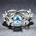 Miniatyrbild 4 av 5: Dam Ring Blommor Design All Match Accessoarer Mode Sweet Rhinestone Vigselring För Fest Dark Blue US 10