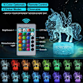 Miniatyrbild 2 av 5: LC-1169 svart bakgrund färgglad touch + 16 färger fjärrkontroll unicorn serie 3D nattljus touch fjärrkontroll co