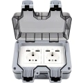 Miniatyrbillede 3 af 5: Ip66 dobbeltstik med usb-porte - Vandtæt elektrisk vægstik - Udendørs stikkontakt - Overflademontering - Beskyttelseskontakt