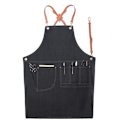 Miniatyrbild 1 av 5: Fashionabla jeansförkläde, arbetskläder förkläde (Cross brown bälte jeans G svart),
