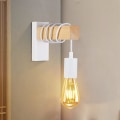 Miniatyrbillede 1 af 4: Retro væglampe, trævæglampe, justerbar kabellængde, velegnet til entre, hjem, bar, cafe, soveværelse, stue (hvid, uden pære),