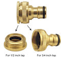Pikkukuva 2 / 5: Osa messinkiä puutarhahanan liittimet, 1/2&quot; ja 3/4&quot; 2 in 1 naaras jaettu sovitin