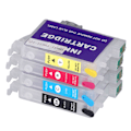 Miniatyrbilde 9 av 10: 4 stk. gjenbrukbare blekkpatroner med permanent chip i 4 farger svart, cyan, magenta, gul T0561 T0562 T0563 T0564