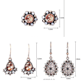 Miniatyrbillede 2 af 2: 3 stk Øreringe Sæt Legering Geometrisk Court Turkis Rhinestone eardrops ørestikker til fest