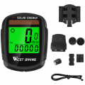 Miniatyrbillede 1 af 5: Solcelledrevet cykelcomputer Trådløs Vandtæt cykel Speedometer Kilometertæller Auto Wake Up Cykelcomputer - Sort - Sort