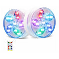Pikkukuva 1 / 5: Vedenpitävät moniväriset LED-valot 1 kaukosäätimellä uima-allaslampi akvaariokylpyammeelle 9*4,5cm 2kpl