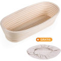 Miniatyrbild 2 av 5: Banneton Oval, brotform med ullfoder, oval brödkorg, jäskorg, upp till 0,7 kg deg, 30 x 14 x 7 cm