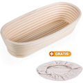Miniatyrbillede 2 af 5: Banneton oval, brodform med uldfor, oval brødkurv, hævekurv, op til 0,7 kg dej, 30 x 14 x 7 cm