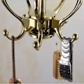 Miniatyrbillede 5 af 5: Roterende badeværelseskrog indendørs håndklædestativ Roterende sømløs krogkrogkrog (guld-3 kroge)