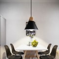 Miniatyrbillede 3 af 4: Creative Industrial Pendel Lampe Massivt Træ Soveværelse Stue Dekorativ Pendel Lampe (Sort) - Sort