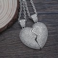 Pikkukuva 2 / 5: 2 in 1 Heart Patchwork kaulakoru Hip Hop -tyylinen riipus miesten ja naisten asusteet Silver pair