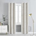 Miniatyrbillede 1 af 5: Sæt med 2 isolerende mørklægningsgardiner Eyelet soveværelsesgardin med sølv bleg hvid grå mønster 132x213cm