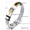 Miniatyrbillede 2 af 4: Cross armbånd til mænd (guld mellem stål)