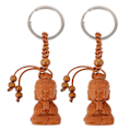 Miniatyrbillede 1 af 3: 2 stk træ Buddha skulptur nøglering nøglering vedhæng charme store gaver