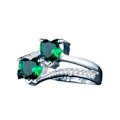 Miniatyrbillede 1 af 5: Kvinder Ring Dobbelt Hjerte Glitrende Cubic Zirconia Mode Udseende Fingerbånd til fest Green US 10