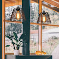 Miniatyrbild 2 av 5: Modern Creative Hängande Ljuskrona E27 Iron Mesh Shade för Sovrum Vardagsrum Bar Svart - Svart