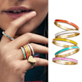 Miniatyrbild 3 av 4: 5st/ set Mode Kvinnor Flerfärgad Emalj Stapling Midi Ring Party Smycken Present Us7