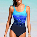 Miniatyrbild 2 av 5: dam Gradient Baddräkt Push Up Vadderad Monokini One Piece Badkläder Blue S