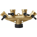 Miniatyrbillede 3 af 5: Messing manifold, 4-vejs 3/4" slangesplitter vandhane Messing kropsfittings Vaskemaskine slangeforbindelse