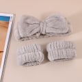 Miniatyrbillede 2 af 4: Bowknot ansigtsvask pandebånd håndledssæt grey