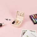 Miniatyrbillede 2 af 5: Lille pink PU læder smykkeskrin, rejse bærbar smykkeskrin til ringe, vedhæng, øreringe, halskæder, armbånd orgel