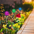 Miniatyrbild 2 av 5: LED Solar Garden Light Set med 4 glaskulor, LED Solar Globe Stakes, Färgskiftande LED Trädgårdslampor för utomhusbruk, Garde