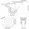 Miniatyrbillede 4 af 5: Universal 1 tommer flad plade * 2, 1 tommer flad pladebremse * 2 bløde båndlejer mute møbelhjul
