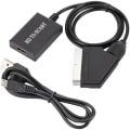 Miniatyrbillede 1 af 5: HDMI Scart-adapter med HDMI- og Scart-kabler, HDMI til Scart-konverter kompatibel med NTSC/PAL til PS4-afspiller Sky HD Blu-Ray HDTV STB