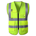 Miniatyrbillede 1 af 10: Sikkerhedsreflekterende vest til byggeri, industri, bygning, vej, vejtrafik, lynlåslukning, multi-lomme design - Grøn