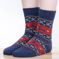 Miniatyrbillede 1 af 4: Dame jule elg bomuldsstrømper Navy Blue 5 Pairs