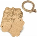 Miniatyrbillede 1 af 5: 100 stk. Kraft-mærker Gavemærker 3x5 cm med jutesnor til bryllup, fødselsdag, valentinsdag, jul (Kraft)