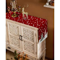 Miniatyrbild 4 av 5: Merry Christmas Table Runner 90 tum lång tvättbar säckväv linnebordssamling för middag, fest, middag, semester, C