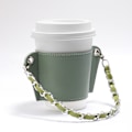 Miniatyrbillede 1 af 5: Kæde bærbar kaffekopholder, PU-læder drikkevarepose, varmeisolering og bærbar hængende type varmeisoleret kopholder (grøn),